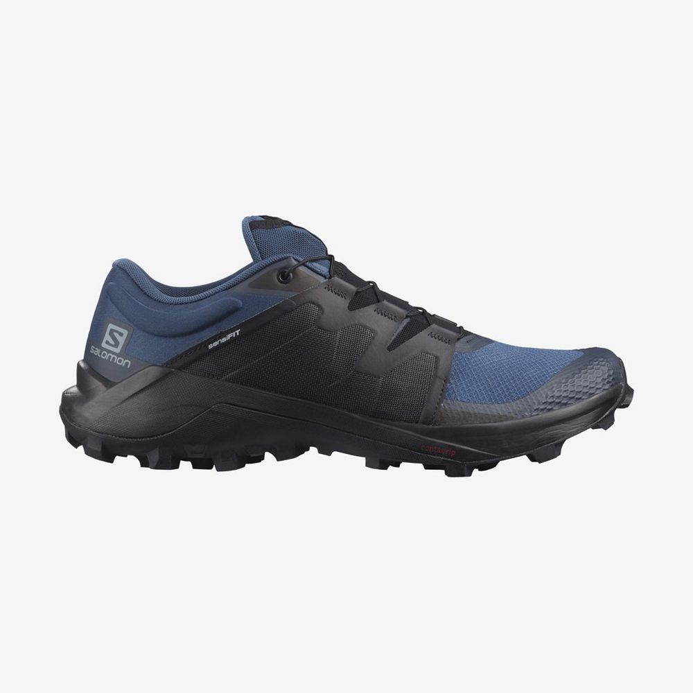 Salomon Singapore Mens Trail Running Shoes - WILDCROSS Dark Denim/Black/Navy | 48275-UDHA